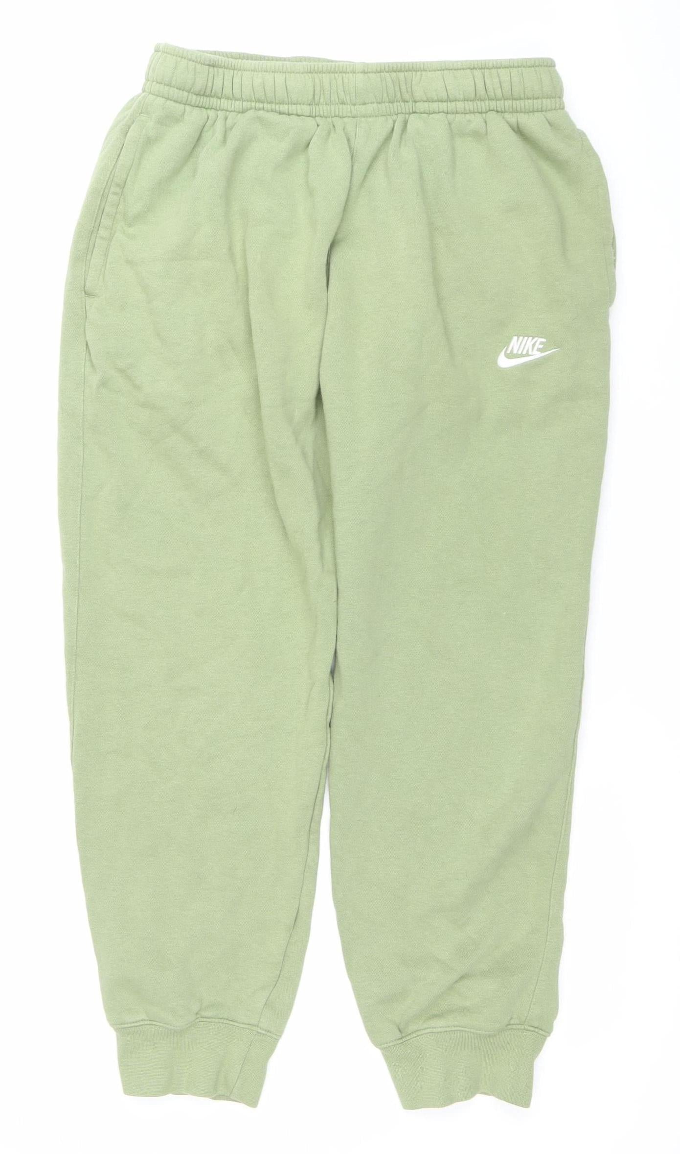 Nike Womens Green Sweatpants M Regular Fit Cotton Fleece Joggers