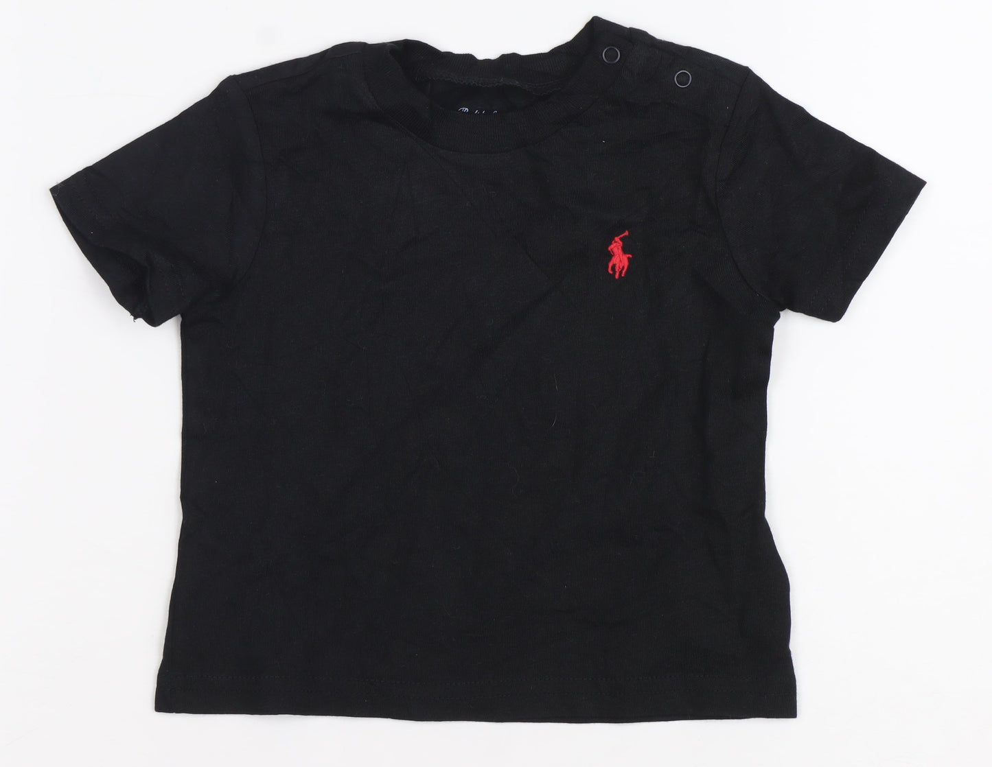Ralph Lauren Unisex Baby Black 6-9 Months Cotton T-Shirt with Logo
