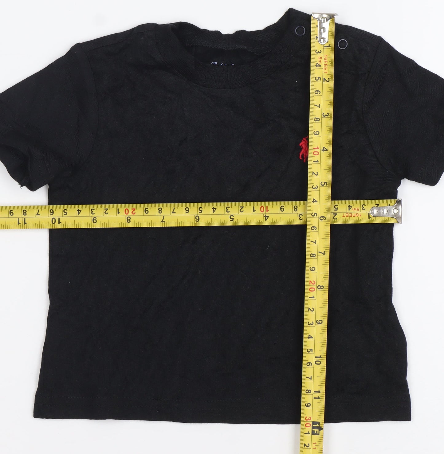 Ralph Lauren Unisex Baby Black 6-9 Months Cotton T-Shirt with Logo