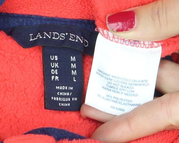 Lands' End Womens Red Fleece Sweatshirt Pullover L High Neck