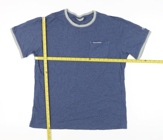 Craghoppers Men's Blue Crew Neck Short Sleeve Cotton Blend T-Shirt M