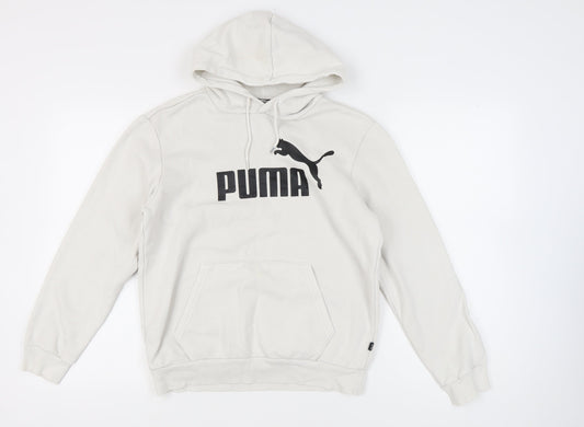 Puma Women Ivory Pullover Hoodie Small Logo Sportswear