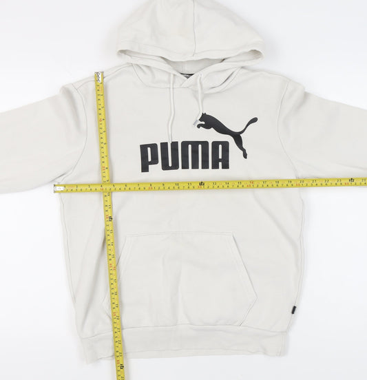 Puma Women Ivory Pullover Hoodie Small Logo Sportswear
