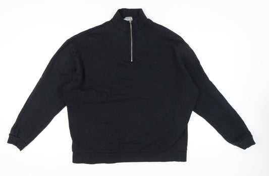 Additional front view of ASOS DESIGN men’s black xl sweatshirt 1/4 zip mock neck pullover