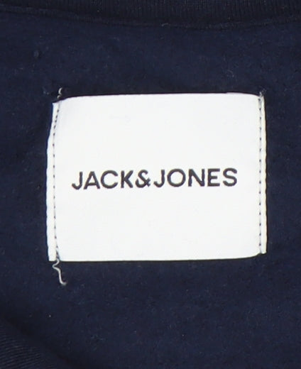 Jack & Jones Men’s Blue Pullover Hoodie Small Logo Graphic