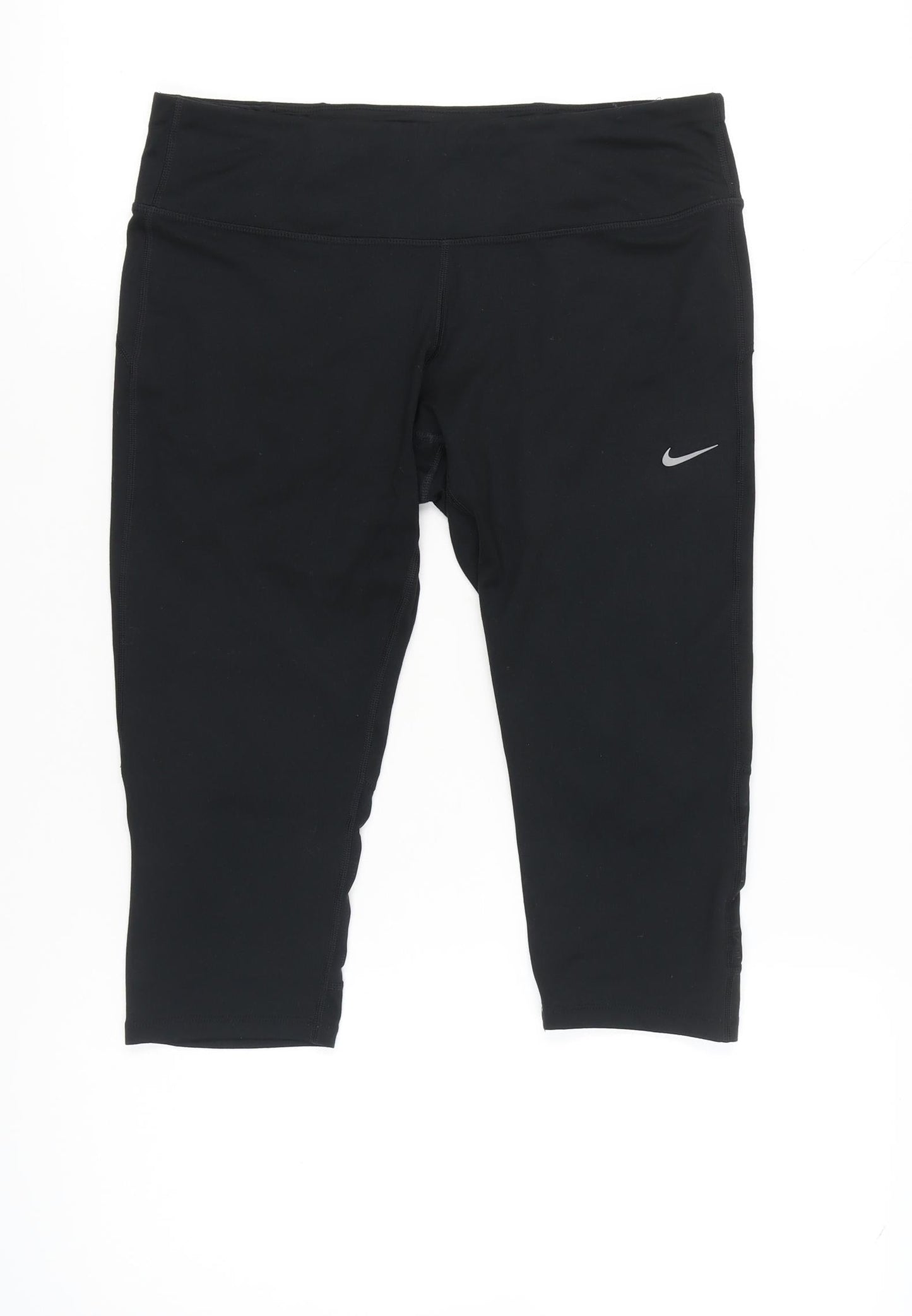 Nike Womens Black Capri Leggings L Slim Fit Dri-FIT Running