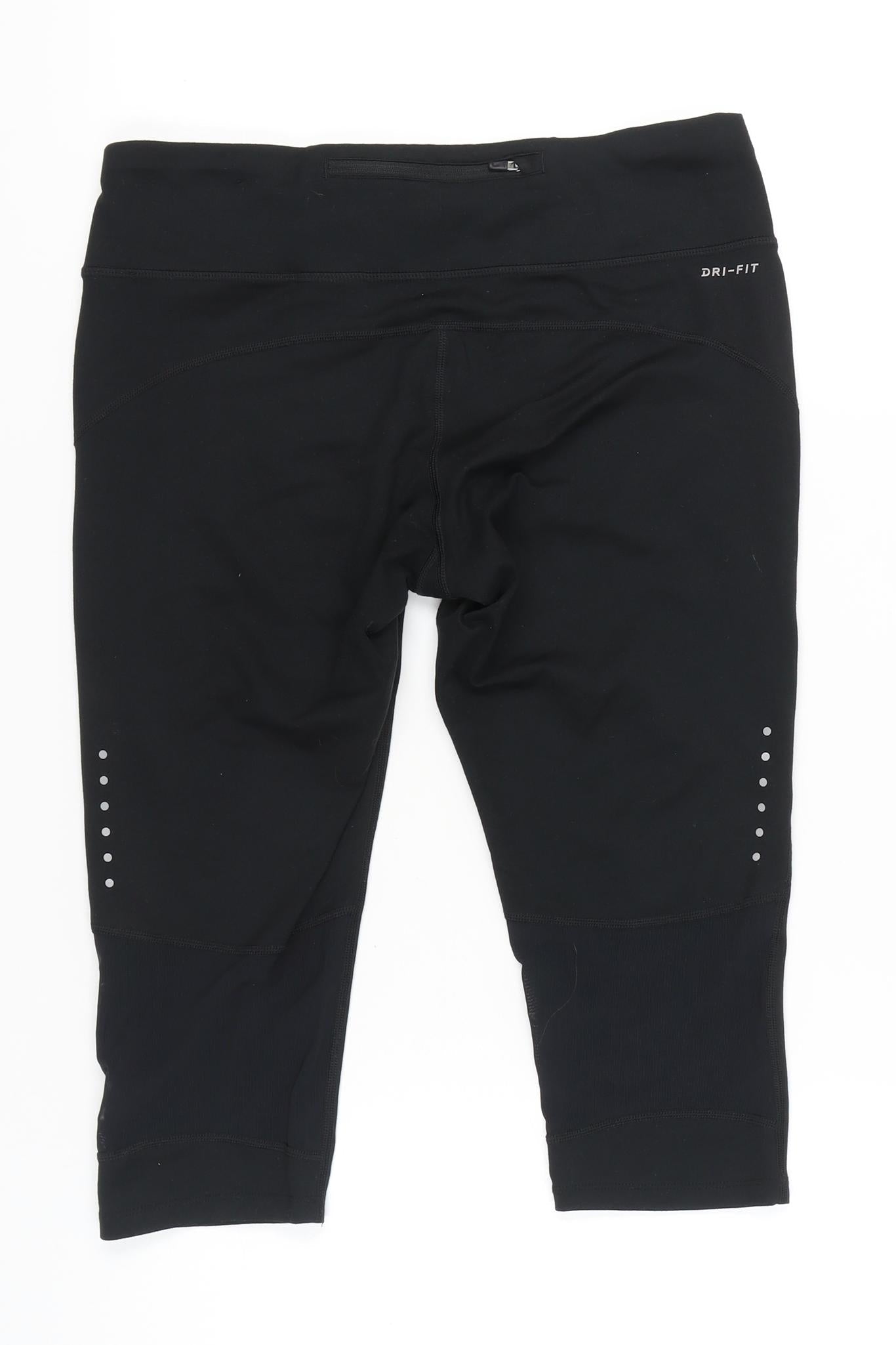 Nike Womens Black Capri Leggings L Slim Fit Dri-FIT Running