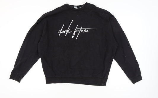 Additional front view of ASOS Men’s Black Sweatshirt M Crew Neck Graphic Print Pullover