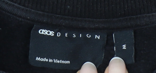 ASOS Men’s Black Sweatshirt M Crew Neck Graphic Print Pullover