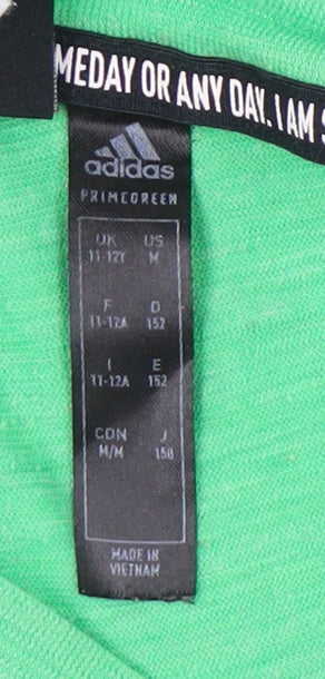 Adidas Boys Green 11-12Y Short Sleeve Logo Sports T-Shirt