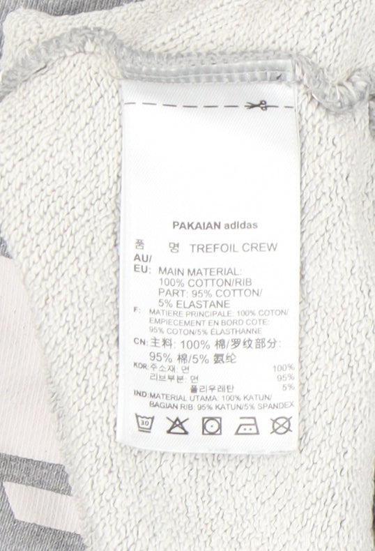 Adidas Men’s Grey Trefoil Crew Sweatshirt M Pullover Logo Sportswear