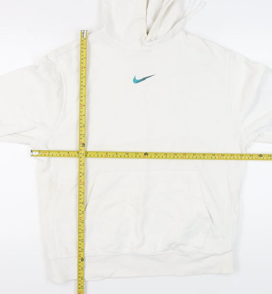 Nike Mens White Pullover Hoodie M Standard Fit Graphic Sportswear