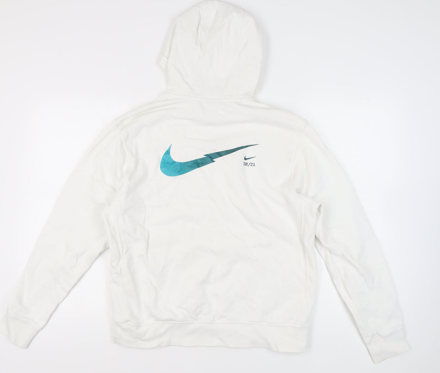 Nike Mens White Pullover Hoodie M Standard Fit Graphic Sportswear