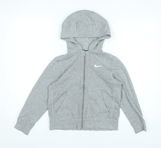 Nike Boys Grey Full Zip Hoodie 8-10 Years Regular Fit Sportswear