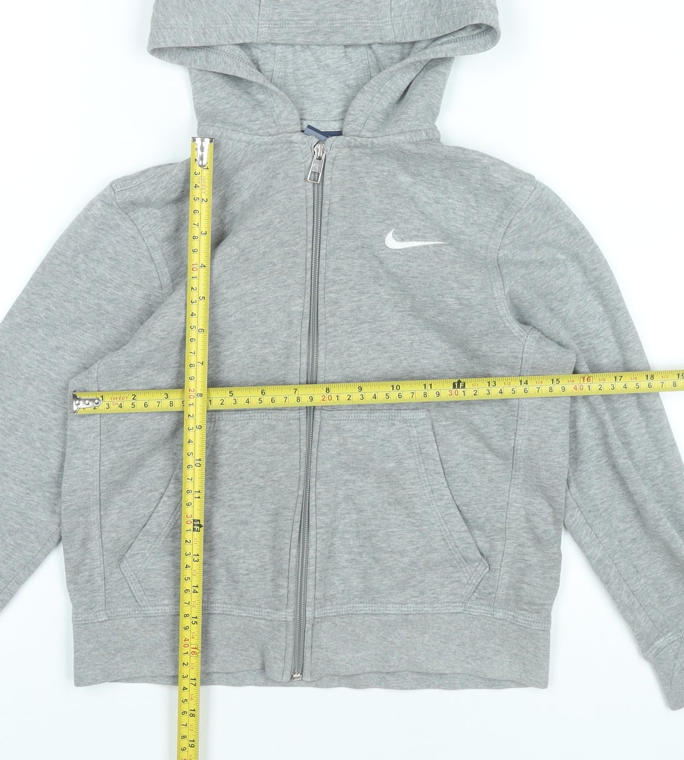 Nike Boys Grey Full Zip Hoodie 8-10 Years Regular Fit Sportswear