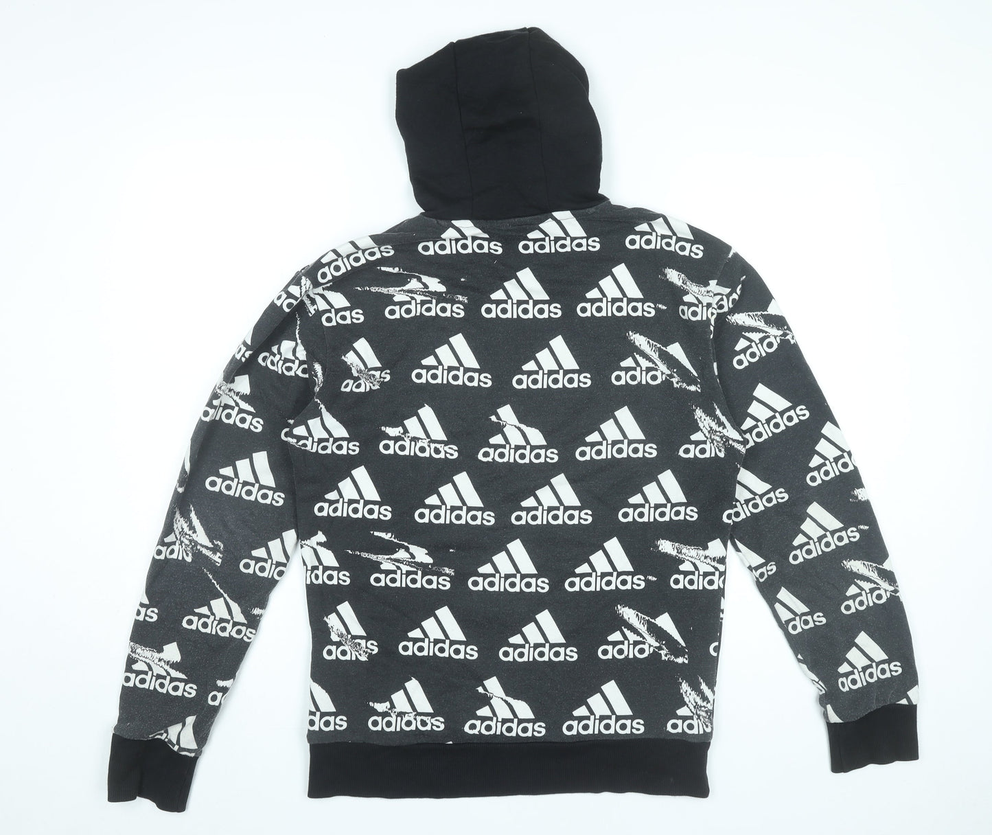 Adidas Men’s Black Hoodie Pullover S Logo Graphic Print Sportswear