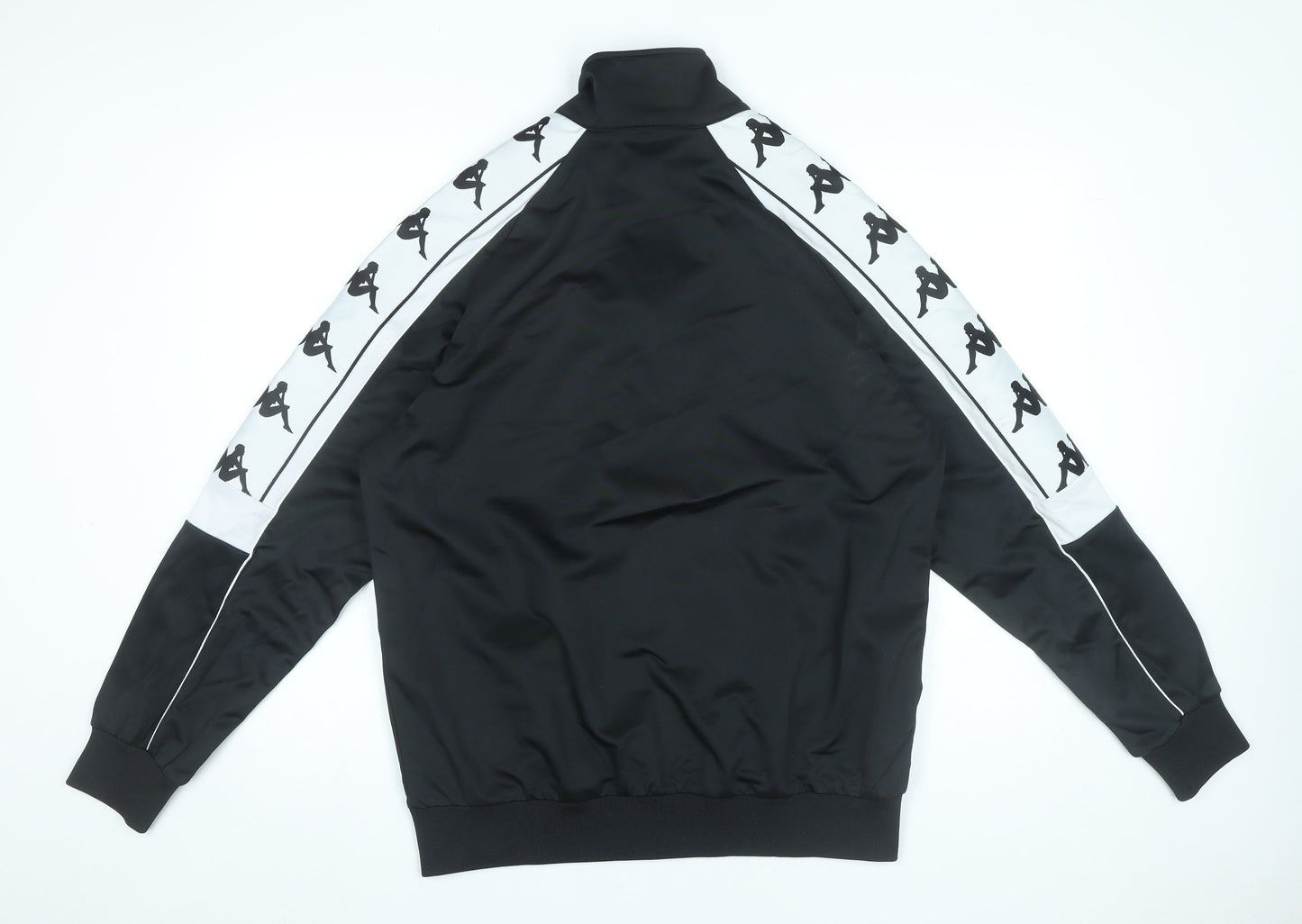 Kappa Men’s Black Track Jacket L Sports Full Zip Logo Casual