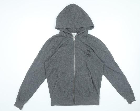 Diesel Men’s Grey Full Zip Hoodie Small Regular Fit Cotton Blend