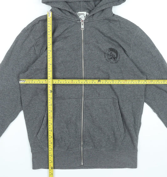 Diesel Men’s Grey Full Zip Hoodie Small Regular Fit Cotton Blend