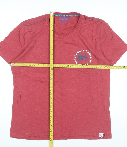 FatFace Men's Red Graphic Bike T-Shirt Size L Short Sleeve Cotton