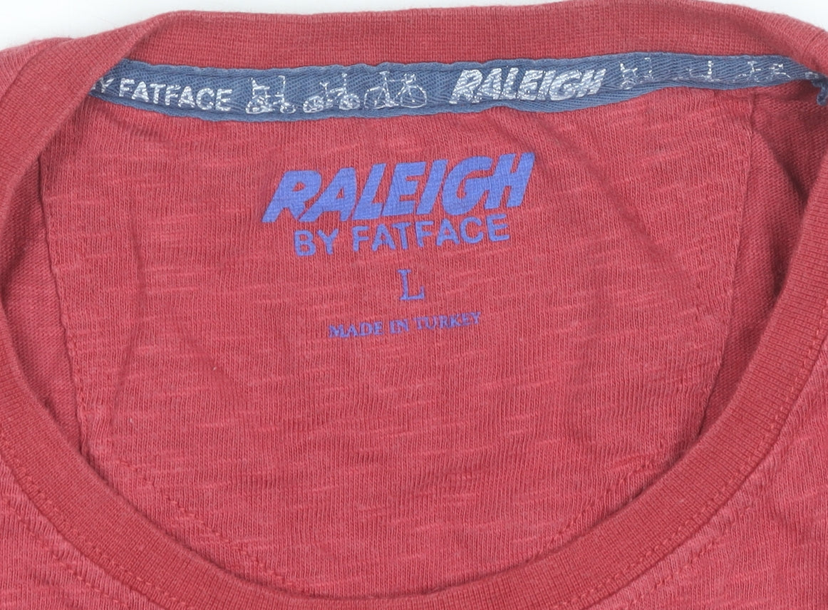 FatFace Men's Red Graphic Bike T-Shirt Size L Short Sleeve Cotton