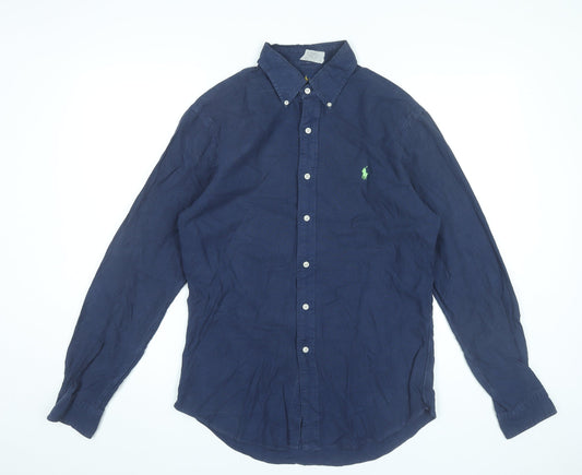 Ralph Lauren Men’s Blue Slim Fit Cotton Button-Up Shirt M
