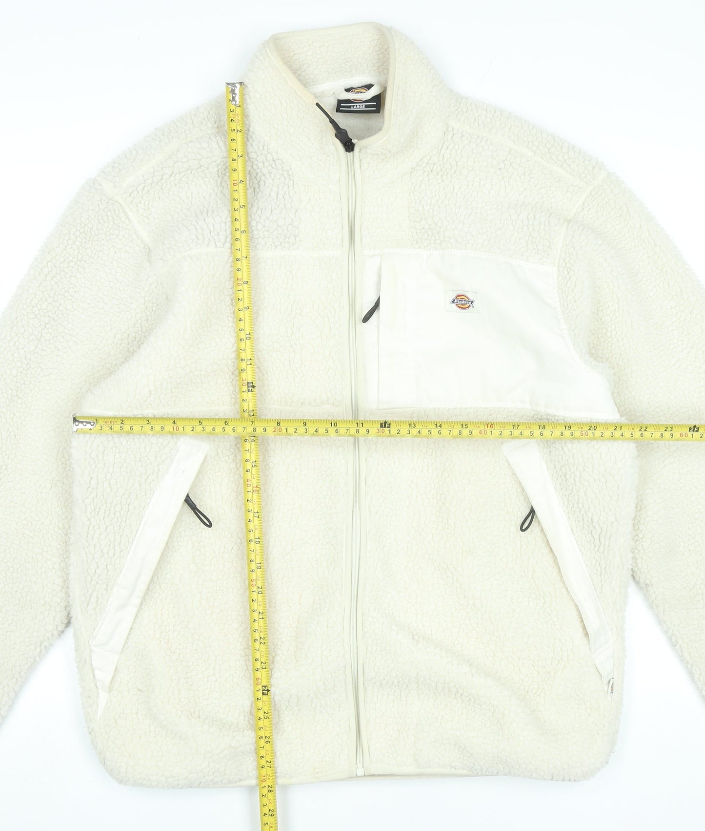 Dickies Women White Fleece Full Zip Jacket Size L Casual Outdoor