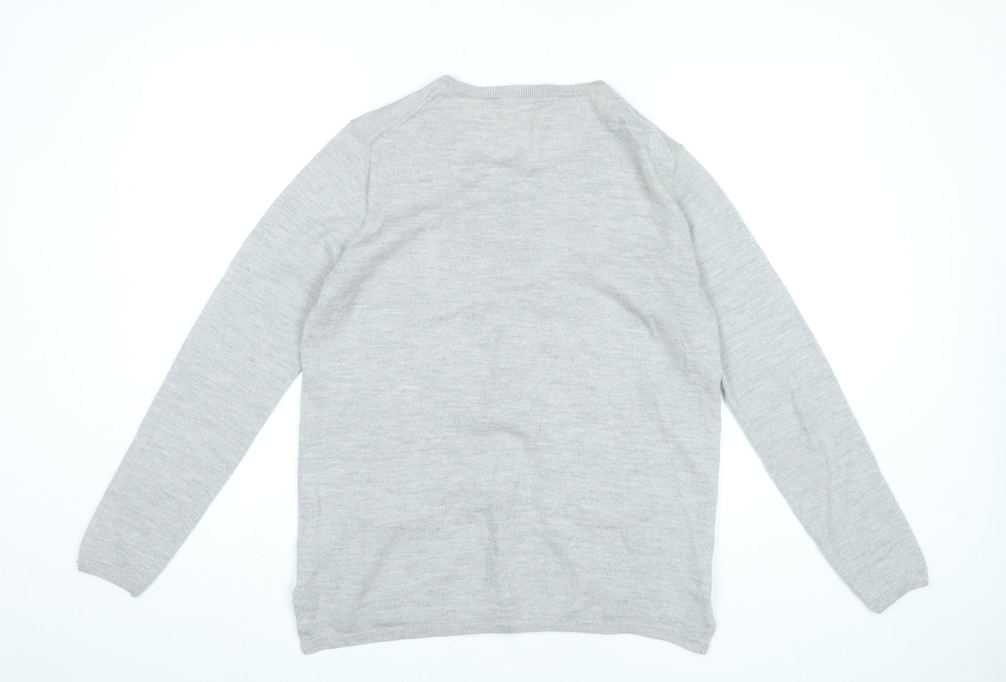 Lacoste Womens Grey Wool Blend Cardigan Size 16 Long Sleeve Knit