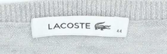 Lacoste Womens Grey Wool Blend Cardigan Size 16 Long Sleeve Knit