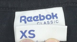 Reebok Womens Black XS Long Sleeve Crew Neck Cotton T-Shirt