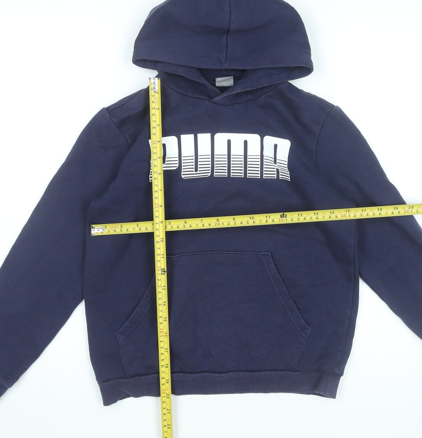 Puma Boys Blue Pullover Hoodie 13-14 Years Sports Casual Cotton