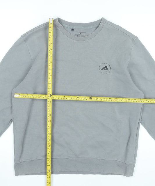 Adidas Men’s Grey Crew Neck Sweatshirt M Logo Pullover Sportswear