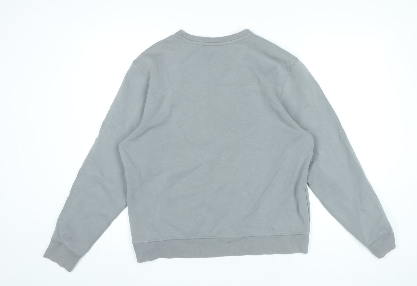 Adidas Men’s Grey Crew Neck Sweatshirt M Logo Pullover Sportswear