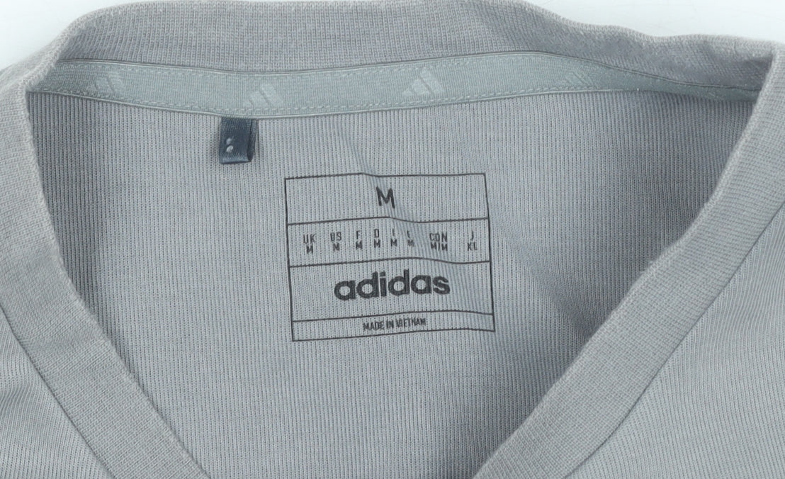 Adidas Men’s Grey Crew Neck Sweatshirt M Logo Pullover Sportswear