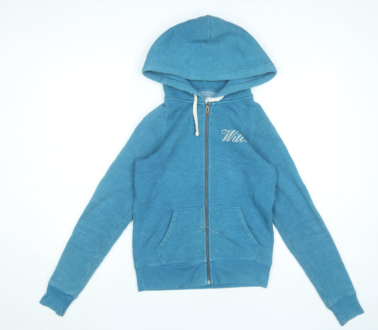 Jack Wills Women’s Blue Full Zip Hoodie UK 8 Cotton Blend