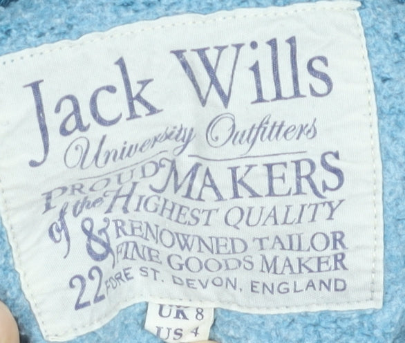 Jack Wills Women’s Blue Full Zip Hoodie UK 8 Cotton Blend