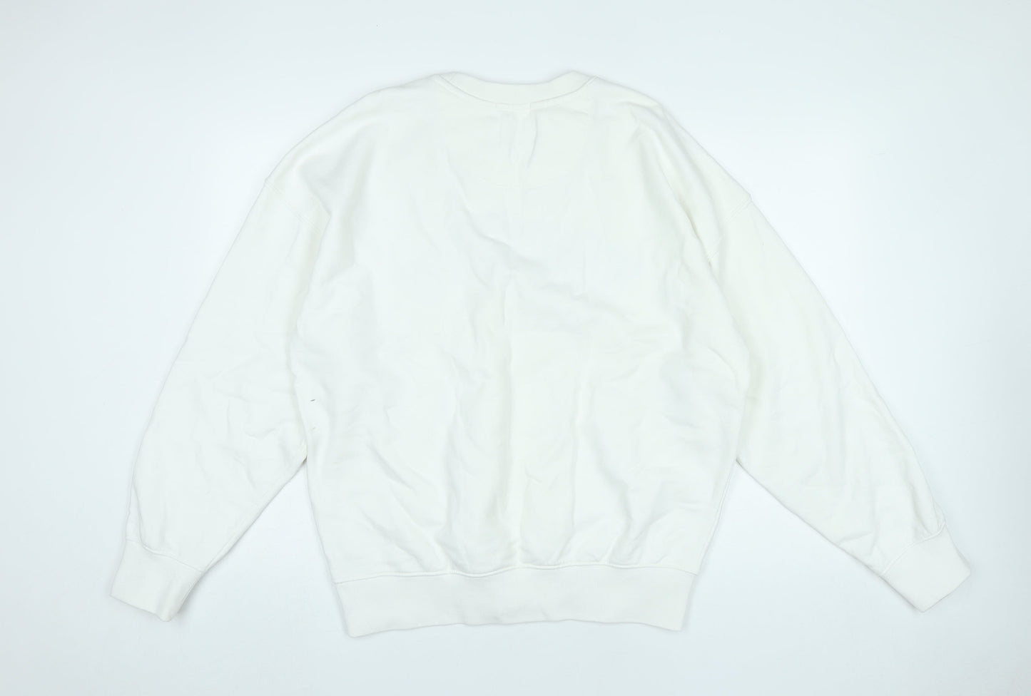 Jack Wills Women White Varsity Oversized Pullover Sweatshirt Size M
