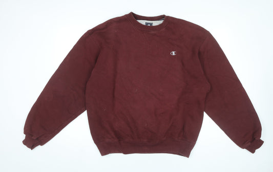 Champion Mens Red Crew Neck Pullover Sweatshirt Size L Regular