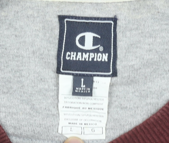 Champion Mens Red Crew Neck Pullover Sweatshirt Size L Regular
