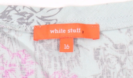 White Stuff Women’s Multicoloured Floral Linen Shift Dress Size 16
