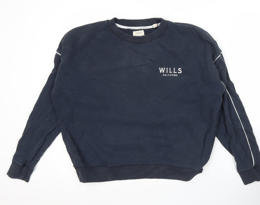 Jack Wills Womens Blue Logo Pullover Sweatshirt Size 10