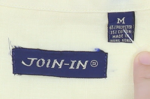 JOIN-IN Mens Yellow M Short Sleeve Vintage Casual Button-Up Shirt