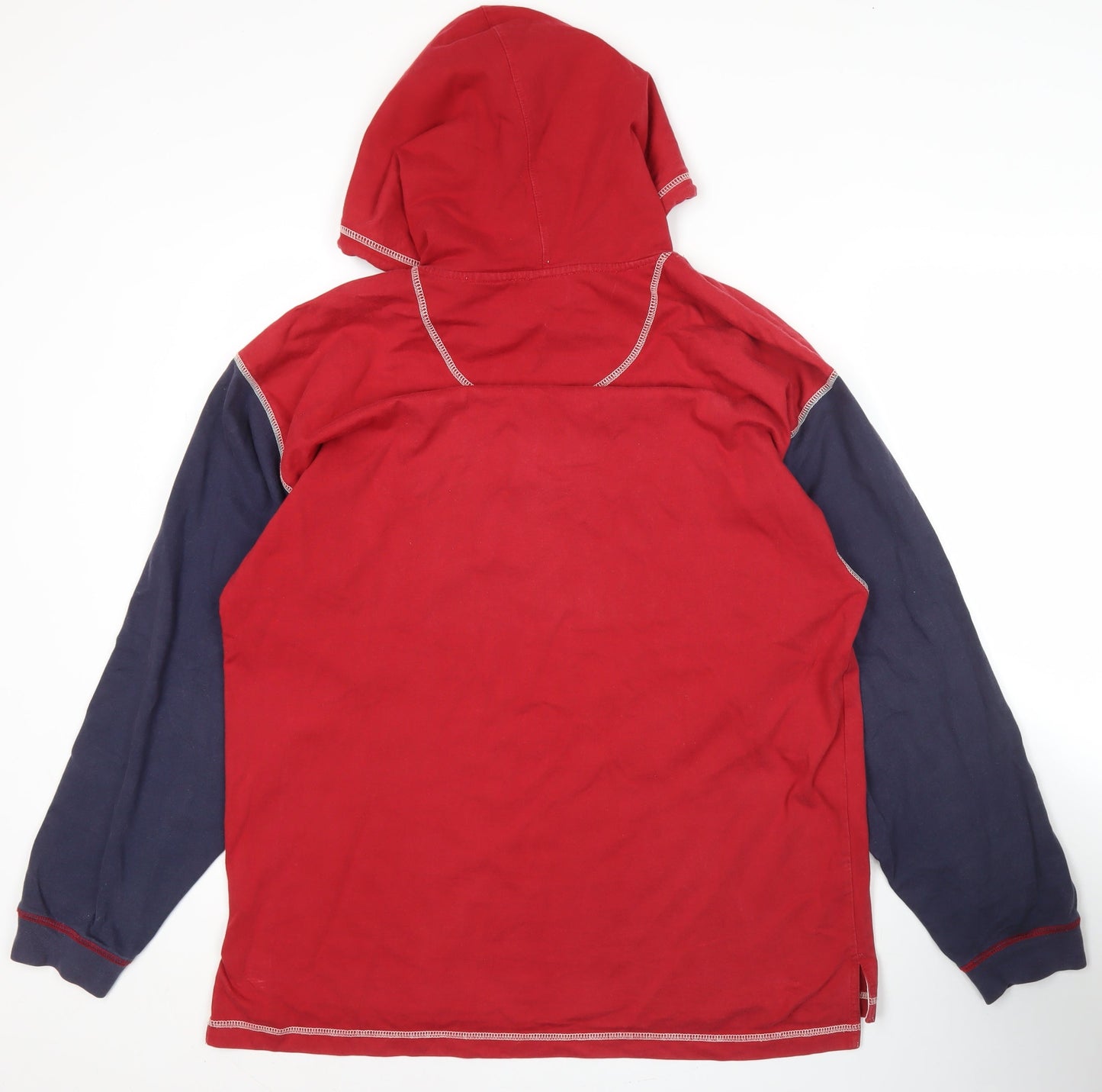 Fila Mens Red Navy Pullover Hoodie L Logo Sportswear Vintage