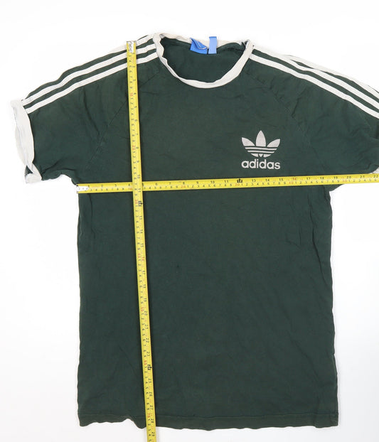 Adidas Men’s Green Short Sleeve Cotton Crew Neck T-Shirt Size L Sports Logo