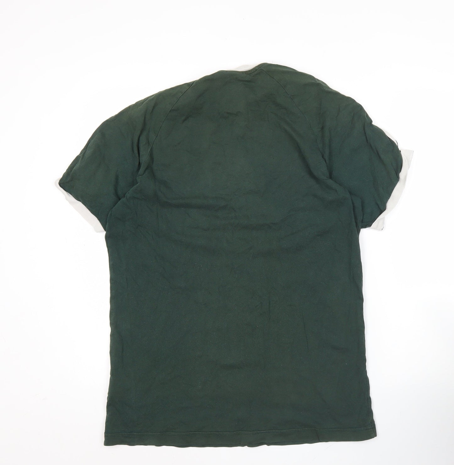 Adidas Men’s Green Short Sleeve Cotton Crew Neck T-Shirt Size L Sports Logo
