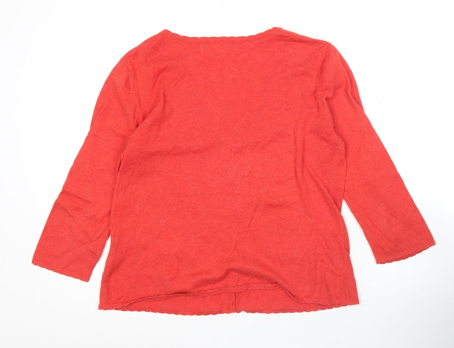 Seasalt Cornwall Women Red Cotton V-Neck Cardigan UK 14