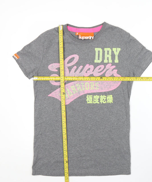 Superdry Womens Grey Graphic Print Short Sleeve T-Shirt Size S