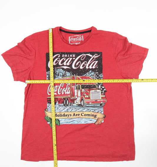 Coca-Cola Men's Red Christmas Holiday Graphic T-Shirt XL