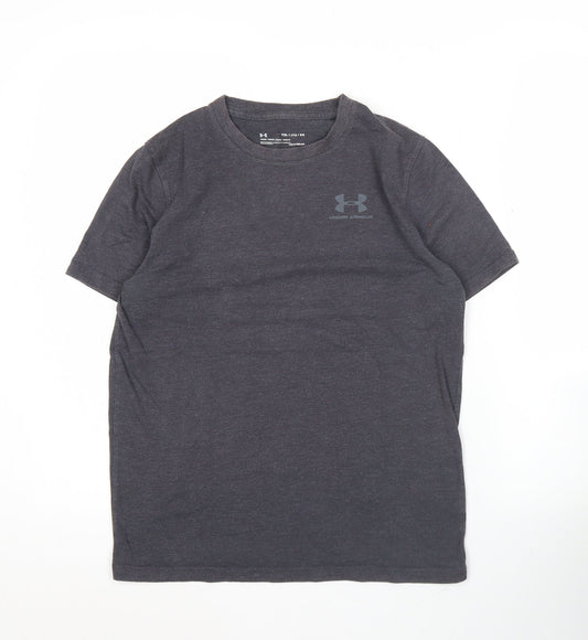 Under Armour Boys Grey Short Sleeve T-Shirt 13-14 YRS Sports Logo Tee