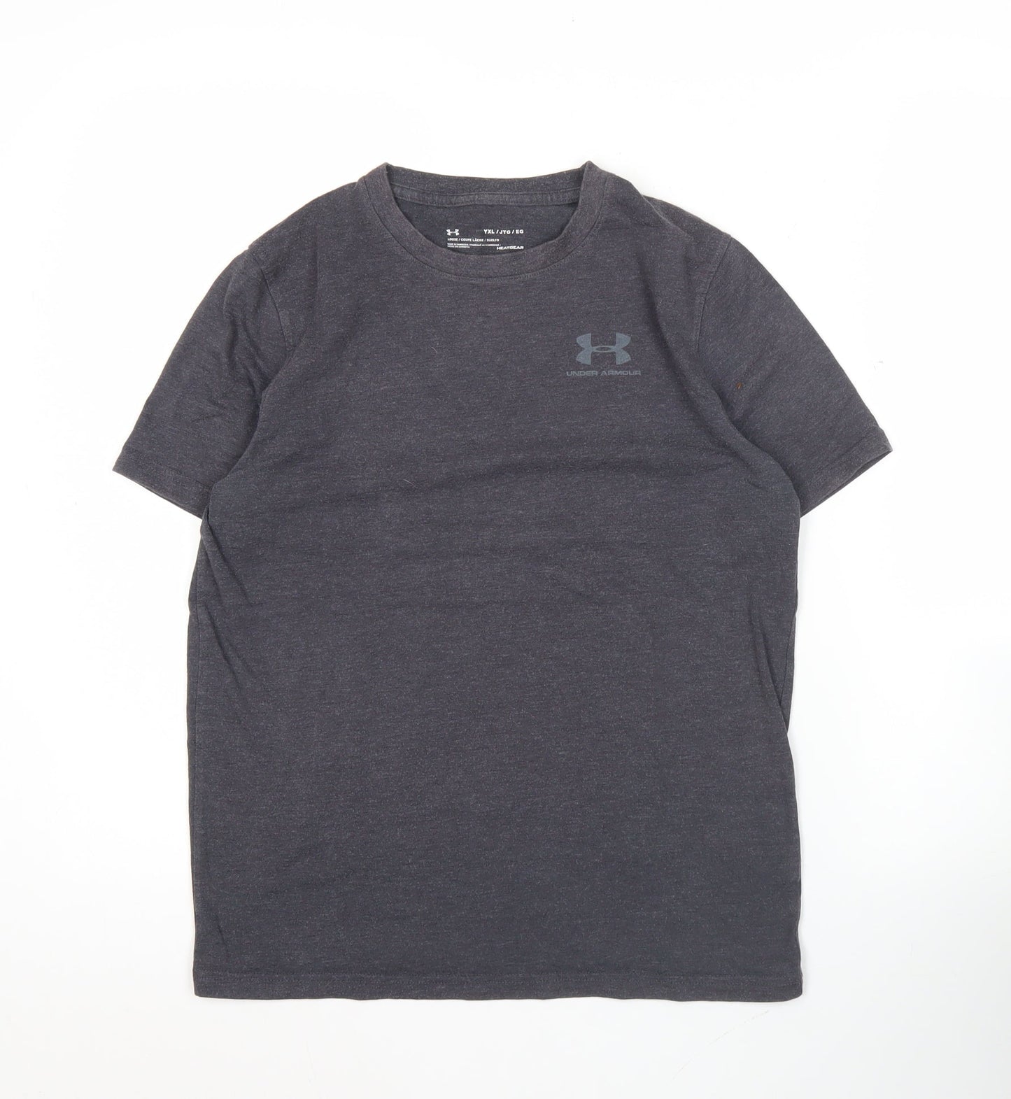 Under Armour Boys Grey Short Sleeve T-Shirt 13-14 YRS Sports Logo Tee